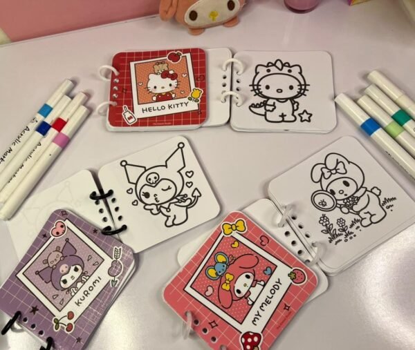 Mini Kawaii Coloring Books Set | 3 Books + 12 Color Pencils